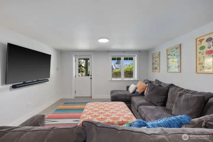 Daylight ground level rec room
