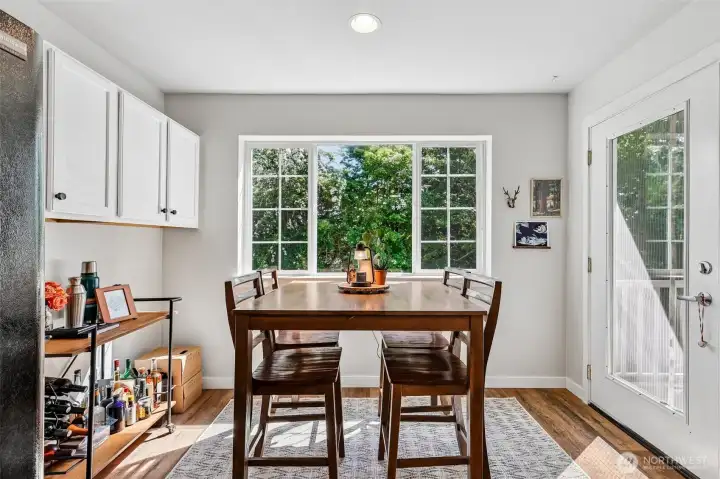 Dining area with door to deck
