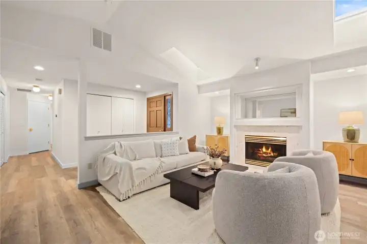 Gas fireplace.