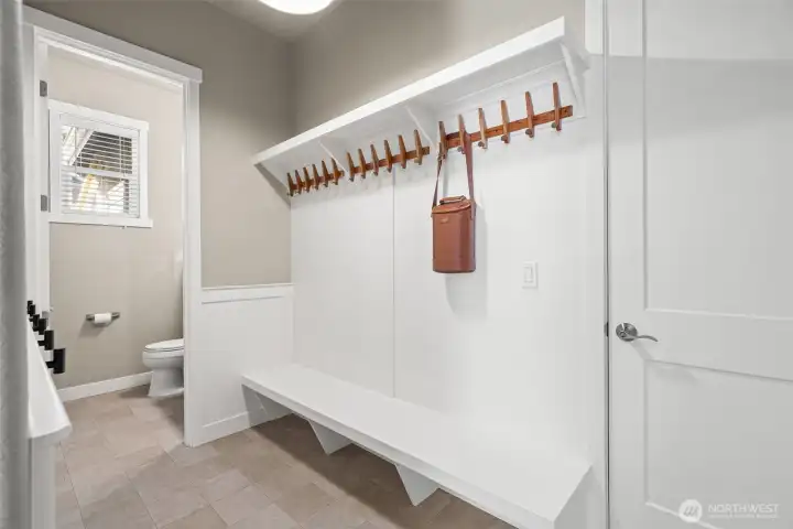 Mud Room off garage with powder bathroom