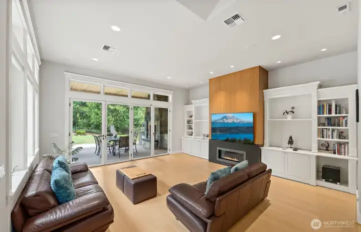 Built-in Cabinets & Slate Fireplace compliment this Living Space Built-in Cabinets & Slate Fireplace compliment this Living Space