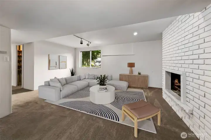 Lower Family Room w/ Fire Place