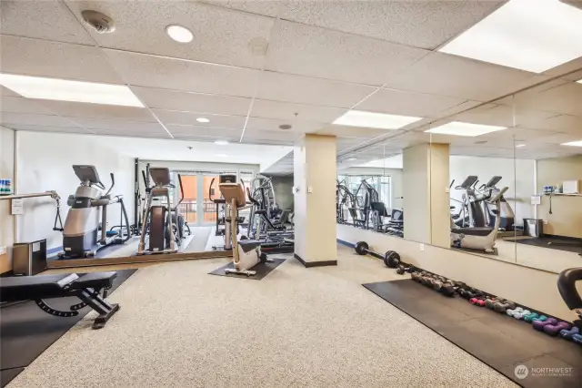 No gym membership needed!  The workout room is located on the 6th floor, just around the corner from the clubroom and the sundeck.
