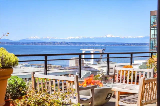 The Olympic mountains are on full display above the Puget Sound.