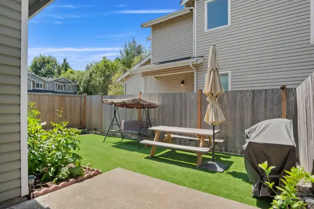 Low maintenance yard with turf