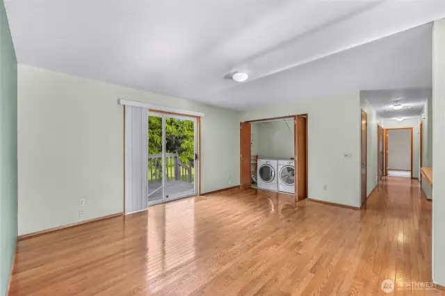 Family rm with laundry close by