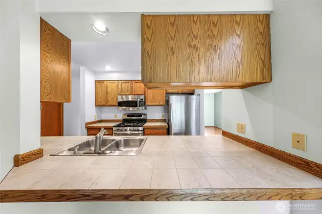 Peak over kitchen counters