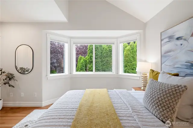 More bay windows and vaulted ceilings in the second upstairs bedroom