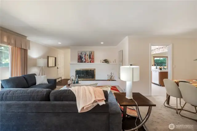 Living room with a gas fireplace