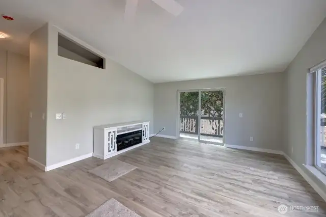 Living room with electric fireplace