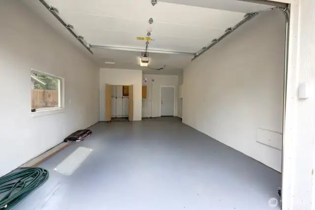 Extra deep single car garage with plenty of storage