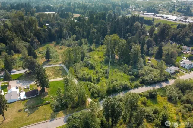 Here is drone view of this large property from the sky