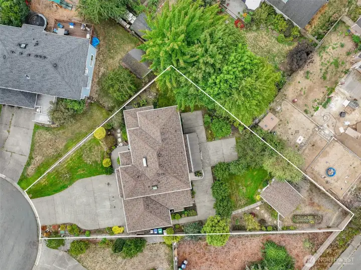 Aerial view highlighting the full outline of the property—see the space and layout from above for a true sense of scale and possibilities.
