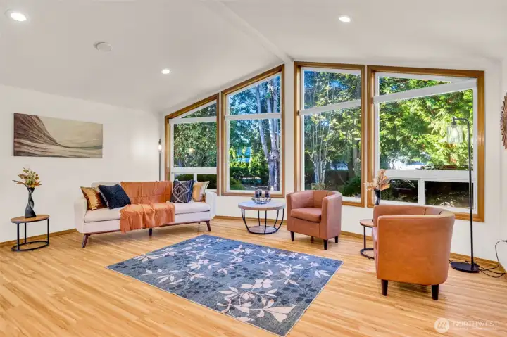 Windows have new remote blinds for privacy.