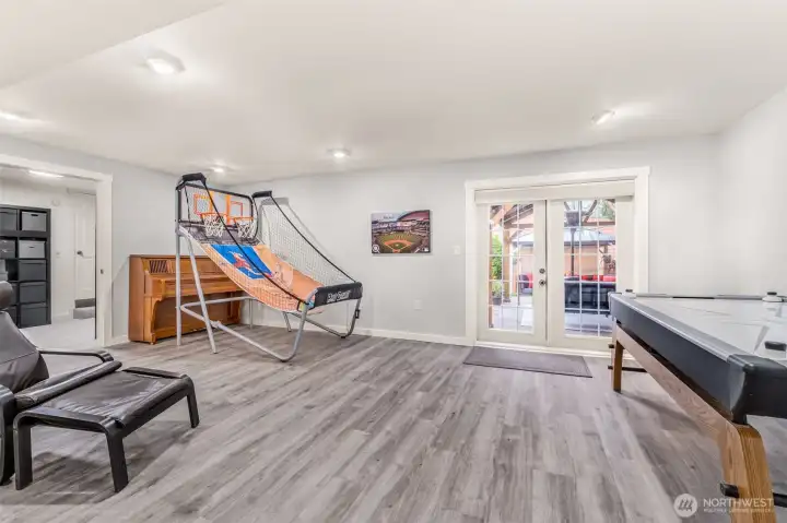 Lower level/basement rec room/bonus room. Great for a game room