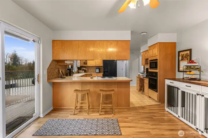 Spacious Kitchen counters double as a breakfast bar