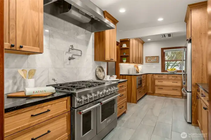 Quality Walnut Cabinets & Pot Filler