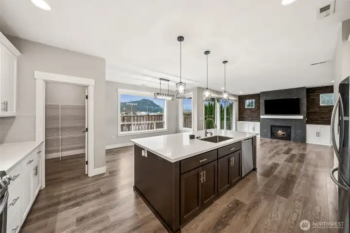 Walk in pantry, quartz countertops