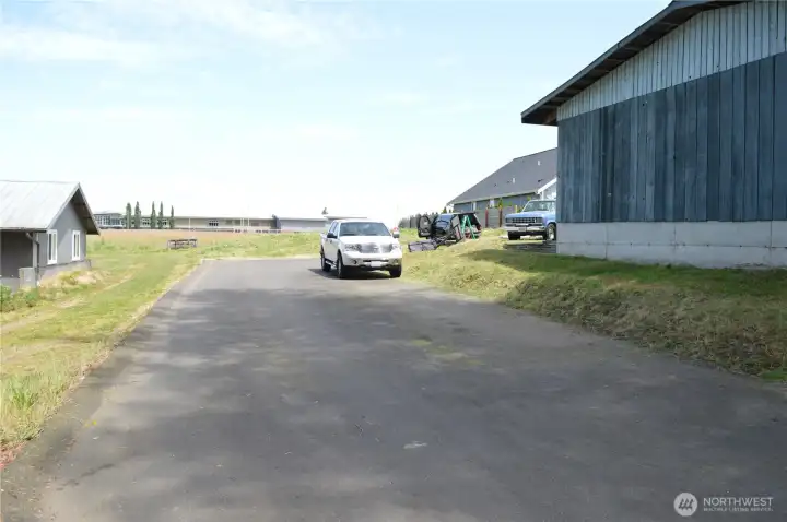 Building lot is where the grass starts behind the white pick up. Shared private driveway.