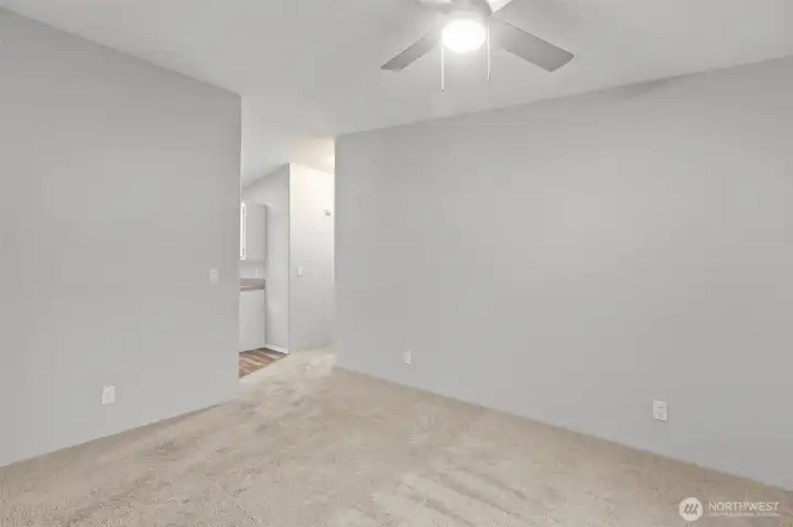 There is wall-to-wall carpet throughout the home, keeping things cozy.