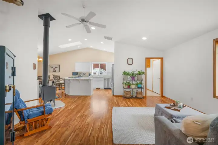 Comfort year-round with four heat sources including wood stove, gas stove, mini split A/C, and central heat.