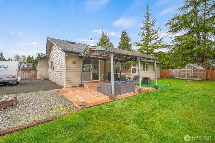 Two RV power outlets and sanitation disposal already in place—ready for travel-ready living.