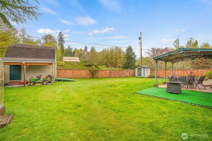 Private, level backyard with room to breathe, garden, or simply relax and enjoy the peaceful setting.