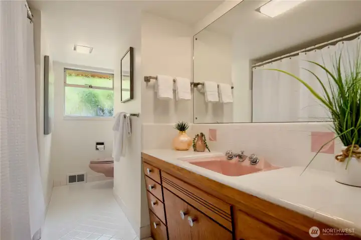 Full bath on the main level, the vintage features just keep going.