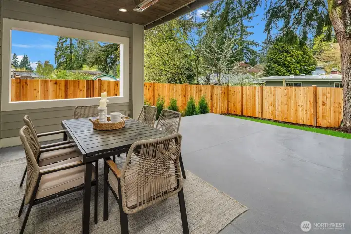 Secluded outdoor covered living area