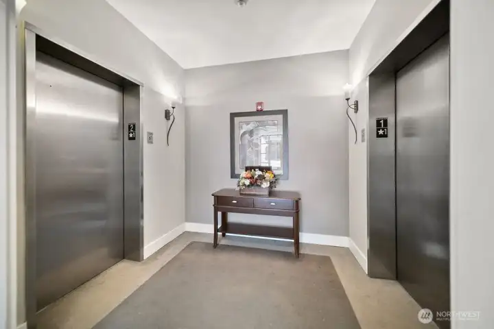 Convenient elevators service 4 floors and parking garage for your secured parking and storage unit.