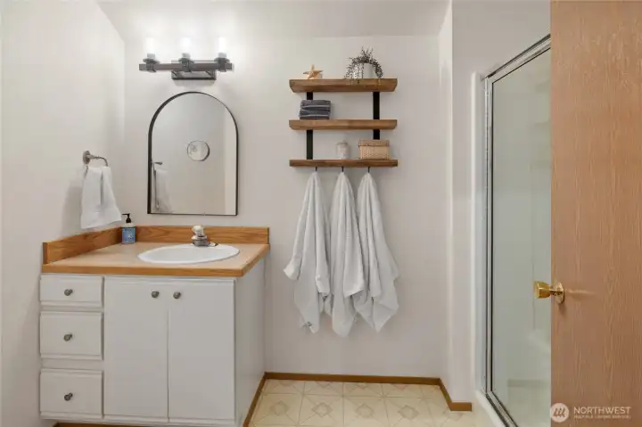 Upstairs three quarter bath. Upstairs three quarter bath.