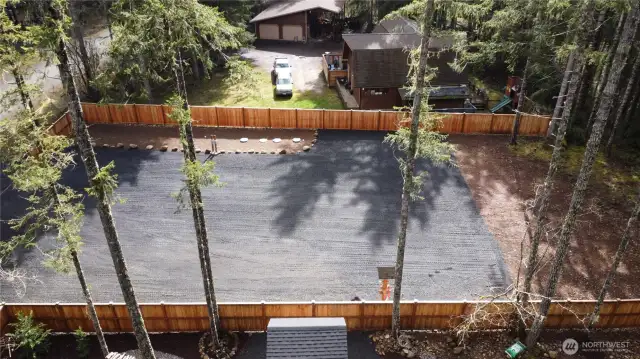 Drone close up side view facing south
