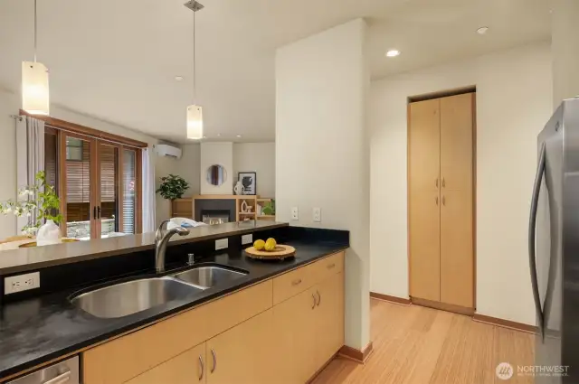 Note the large built-in storage adjacent to the kitchen for your pantry items.
