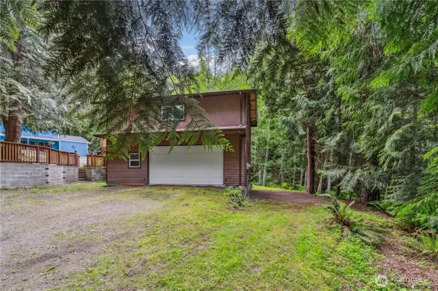 Detached Two Car Garage with an upper unfinished second floor.