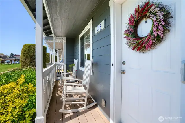 Covered front porch is perfect for relaxing.
