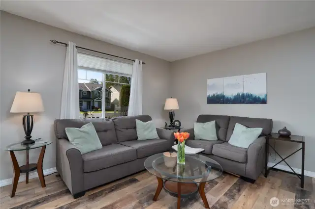 Flexible space allows a variety of furniture/seating arrangements.
