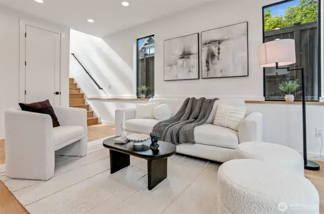 Open, hardwood Stairs to Upper Level
