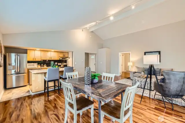 Dinning area looking to kitchen and living room