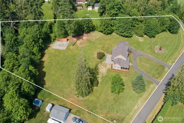 Aerial view of home on 3.66 acres