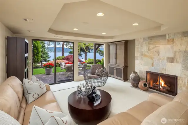 Rec Room with Fireplace + Wet Bar