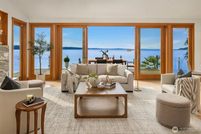 The hardwood floors in the great room and primary ensuite were freshly refinished for a coastal feel.