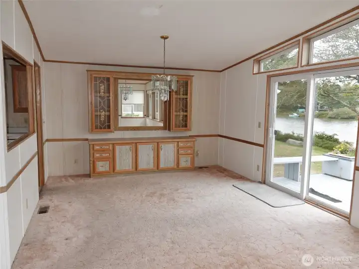Dining Area with built-in cabinets.