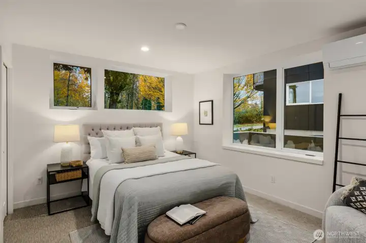 Full bed & bath on ground level creates a perfect guest suite for long term visitors, overnight guests, or use it as a flex space- home gym, office, or hobby room