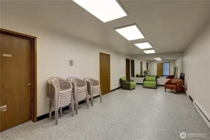 Additional space for the rec room and rest rooms for guests.