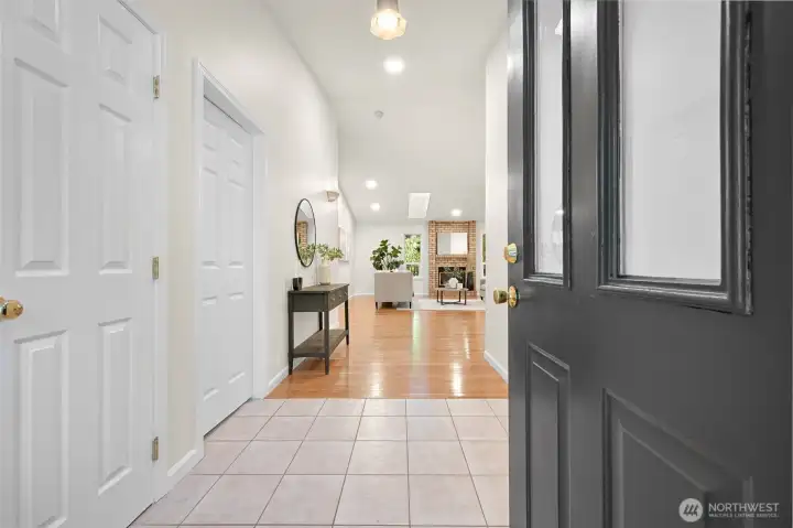 The spacious foyer offers room to greet guests.