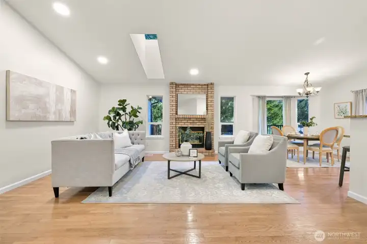 Real hardwood floors throughout the living room.