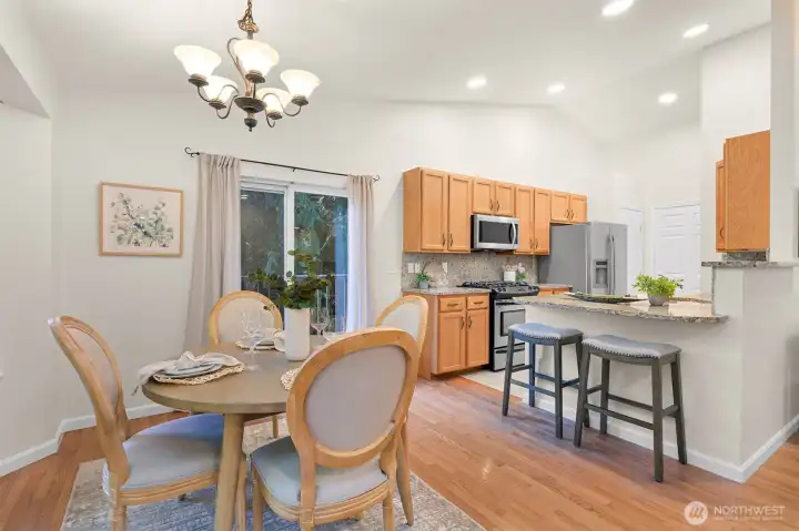 Dining area and breakfast bar.