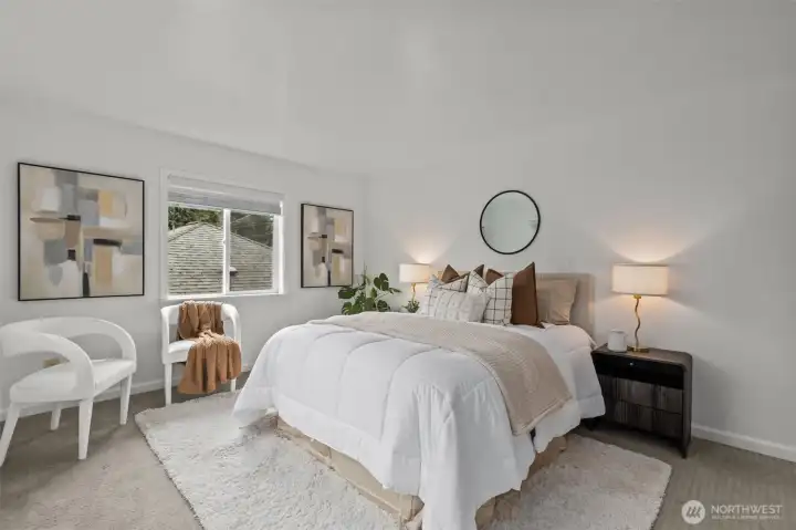 Oversized primary bedroom with 2 closets.