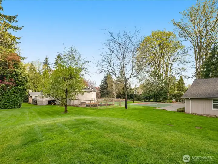 A spacious lawn offers a tranquil escape with lush greenery and gentle breezes—ideal for unwinding!