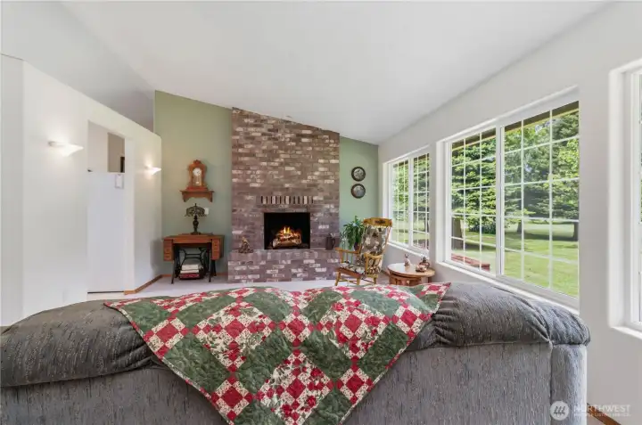Living room with outdoor views from windows